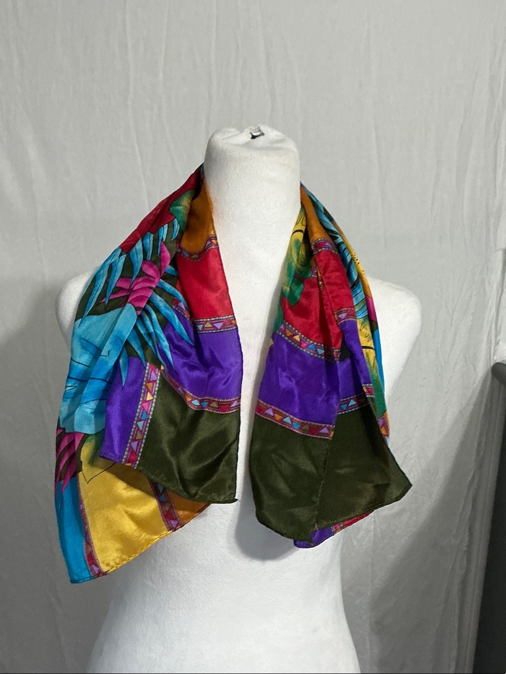 Colorblock Tropical Print Women's Scarf - Multicolor